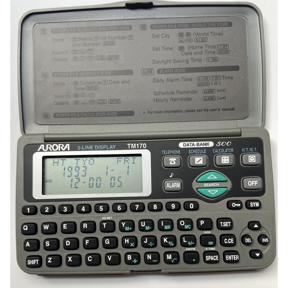 AURORA 3 Line Display TM170 Agenda Data-bank Electronics Vintage 1993